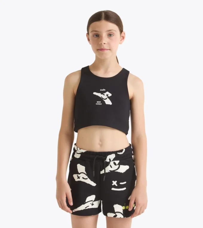 Jg. Crop Top Smile Logo T-shirt court à logo – Fille Jg. Crop Top Smile Logo T-shirt court à logo – Fille